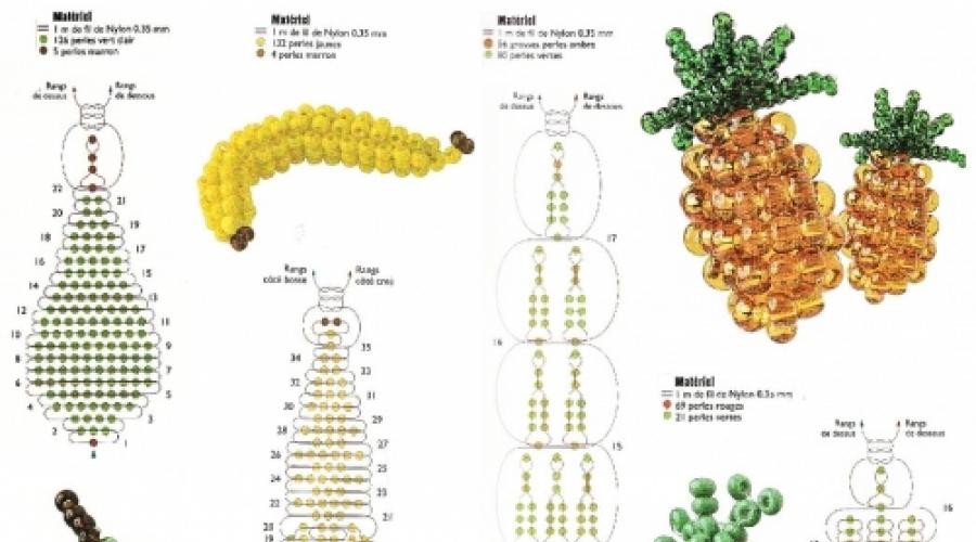 Плоские фигурки из бисера схемы фрукты