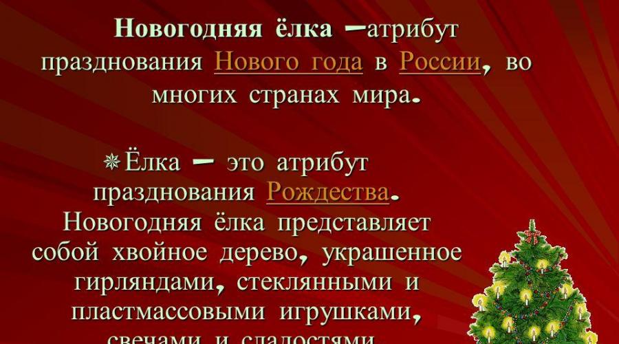 Історія прикраси Різдвяна ялинка для дітей презентації.  Як з'явилася новорічна ялинка?  Історія новорічної ялинки